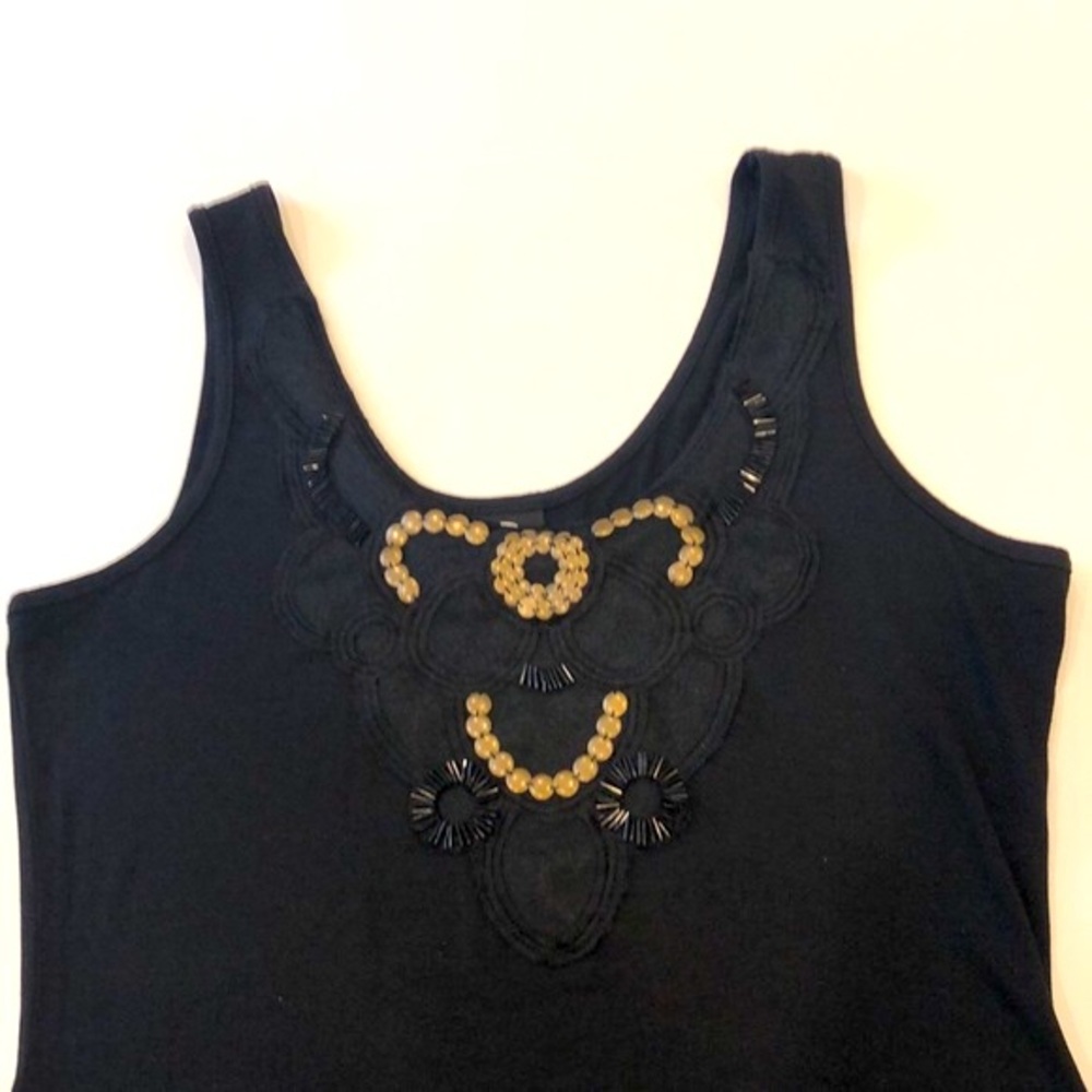 BOBEAU Black Tank Top With Front Embellishments- Excellent Condition Gently Used